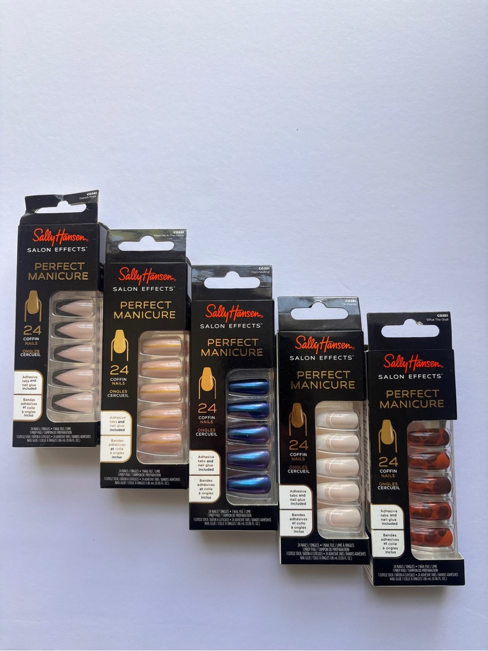 Sally Hansen Salon Effects Perfect Manicure Press-On Coffin Nails — Lot of 5